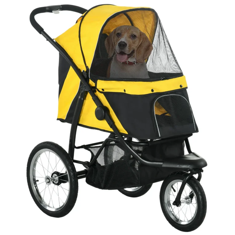 Foldable Pet Stroller Jogger for Small Dogs – Yellow