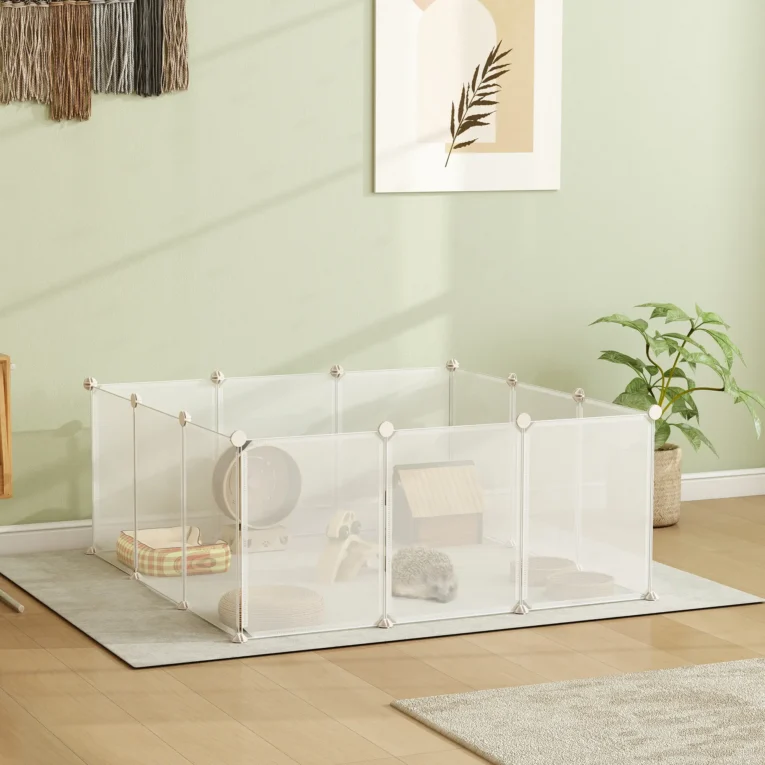 Twelve-Panel Small-Animal Playpen – White, 45cm