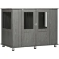 Furniture Dog Crate with Double Doors – Grey, 114cm