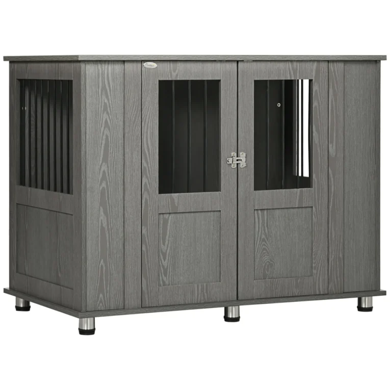 Furniture Dog Crate with Double Doors – Grey, 114cm