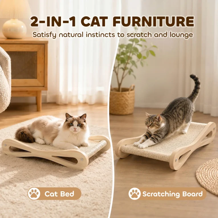 Raised Sisal Cat Scratching Lounger – Cream, 60cm
