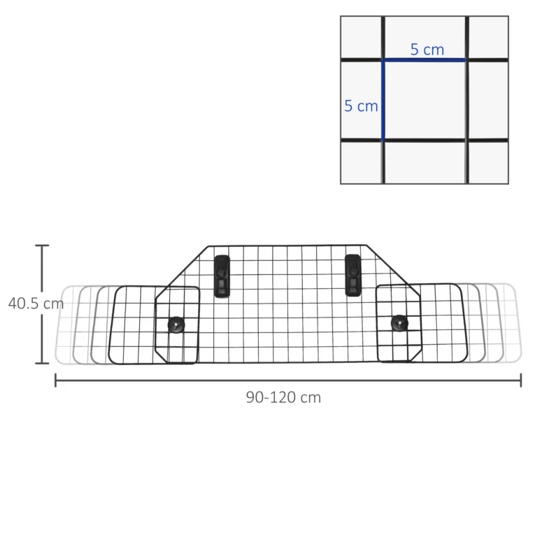 Adjustable Metal Car Dog Guard – Black, 90–120cm