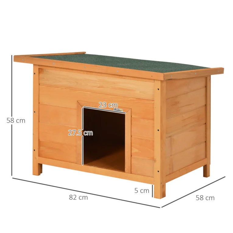 Raised Wooden Dog Kennel with Opening Roof – Yellow and Green, 82cm