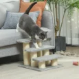 Three-Step Plush Pet Stairs – Grey, 34cm