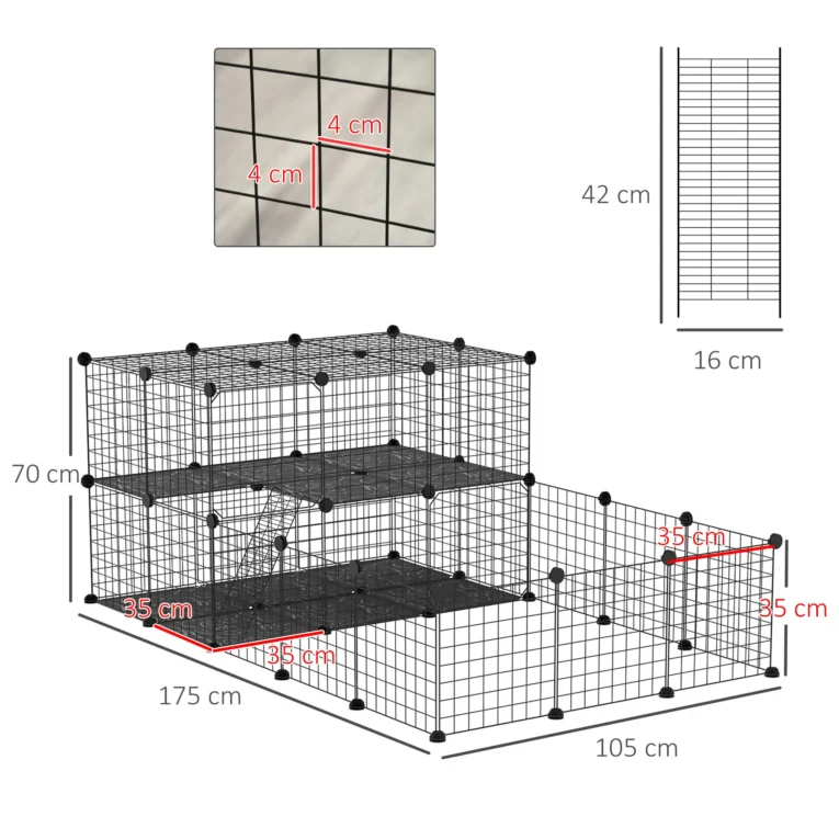 Modular Small-Pet Panel Playpen with Ladder – Black