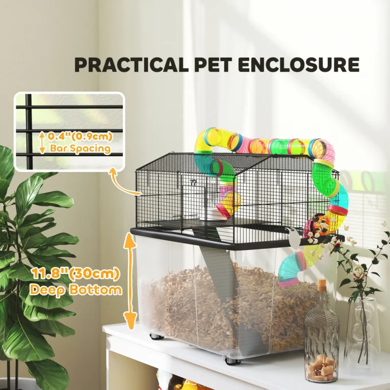 Hamster cage 58L x 43W x 57Hcm – Multicoloured and black