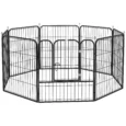 Eight-Panel Steel Dog Playpen with Door – Black, 80cm High
