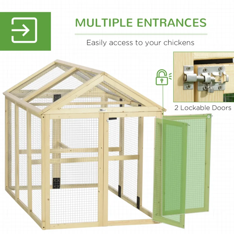 Large Chicken Run Wooden Coop Natural Finish – Natural Wood Finish
