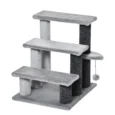 Three-Step Cat Stairs with Scratching Posts and Toy – Grey