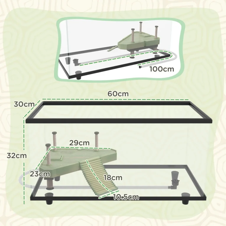 Glass Turtle Tank with Basking Platform and Drain Hose – 50L Glass Turtle Tank with Basking Platform and Drain Hose – 50L