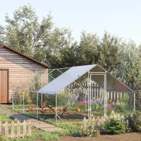 Walk-In Steel Poultry Run with Covered Section – 6 × 3m