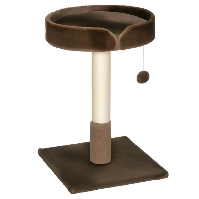 70cm Cat Tree with Cushioned Bed and Sisal Post – Brown