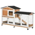 Two-Level Rabbit Hutch with Side Run – Yellow