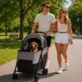 Folding Pet Stroller with Lift-Off Carrier – Grey, 10kg Capacity