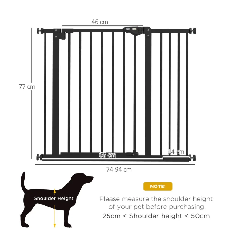 Adjustable Metal Dog Gate 74-94cm – Black Adjustable Metal Dog Gate 74-94cm – Black