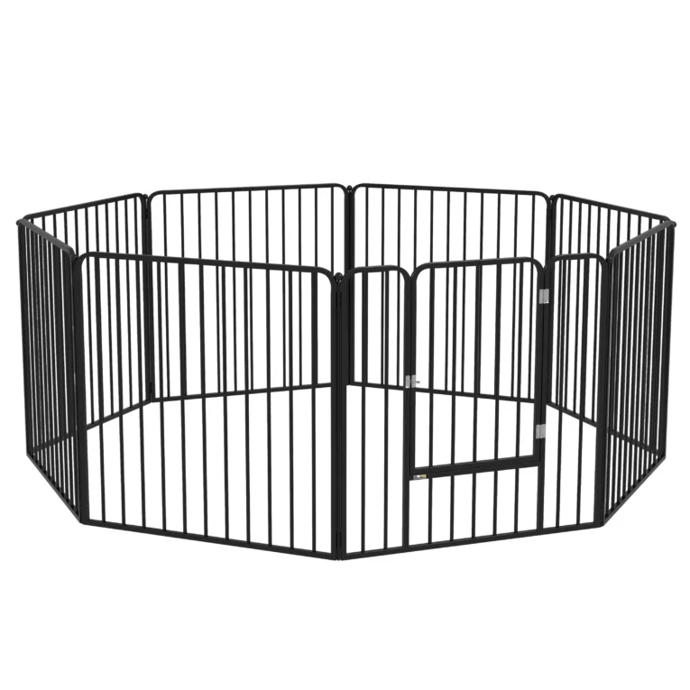 Eight-Panel Steel Dog Playpen – Black, 60cm High