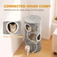 Three-Den Plush Cat Barrel with Washable Cover – Grey, 80cm