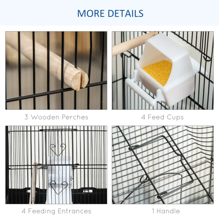 Metal Bird Cage with Stand and Swing – Black