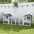 2-in-1 Rabbit Hutch 259x64cm with Run – White, Grey, Black