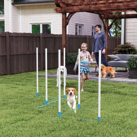 Six-Pole Dog Agility Weave Set with Carry Bag &ndash; Blue and White &ndash; detail 2