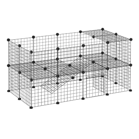 Modular 36-Panel Wire Pet Playpen – Black