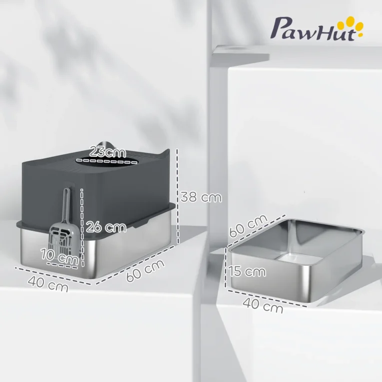 Stainless Steel Enclosed Cat Litter Box – Dark Grey