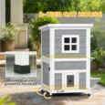 Two-Level Wooden Cat House with Opening Roof – Grey