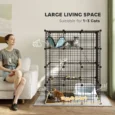 Modular Indoor Cat Enclosure with Ramps and Hammock – Black