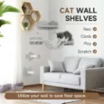 Cat shelves 90W x 26D x 12.5Hcm – Light grey and cream white