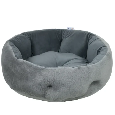 Reversible Round Bolster Pet Bed – Dark Grey, 62cm
