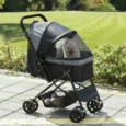 Folding Pet Stroller with Reversible Handle – Black, Under 10kg