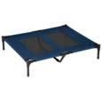Raised Dog Bed Portable Cot Large – Blue and Black
