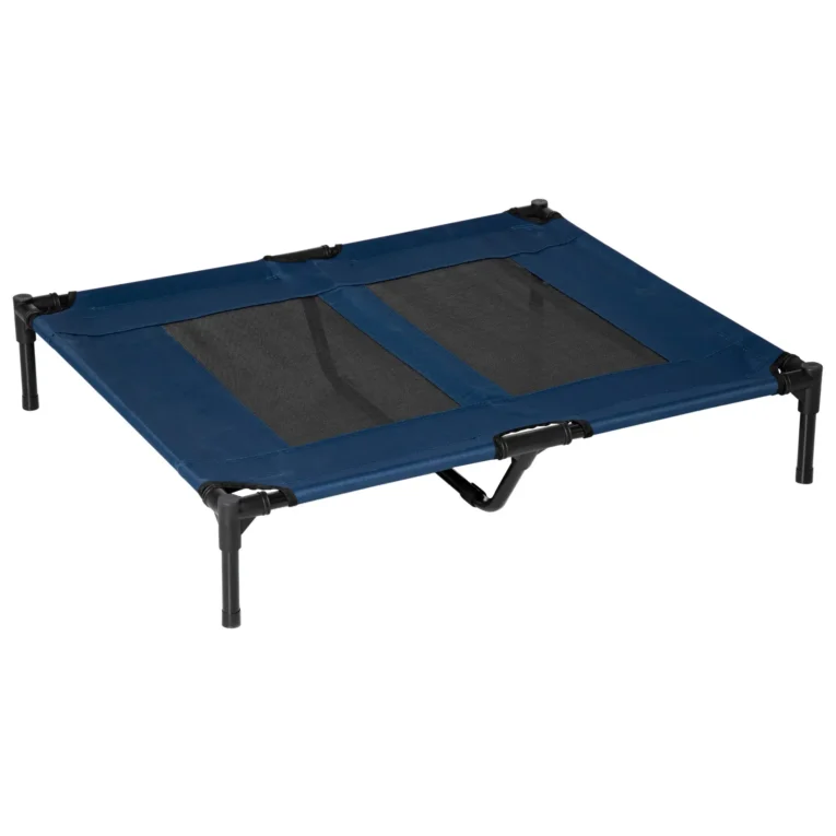 Raised Dog Bed Portable Cot Large – Blue and Black