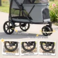 Three-Wheel Folding Dog Stroller with Dual Entry – Grey