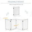 Four-Panel Freestanding Wooden Pet Gate – White, 80cm