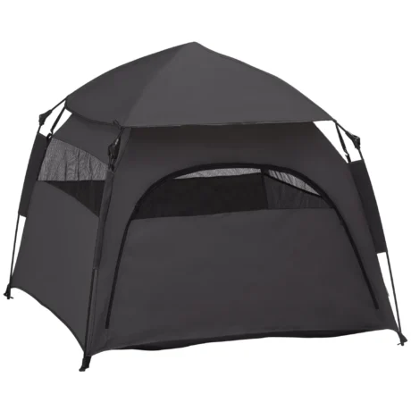Folding Pet Tent with Mesh Windows – Charcoal, 120cm