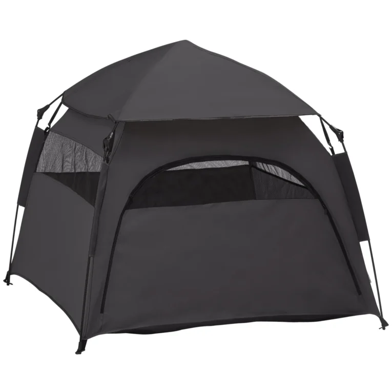Folding Pet Tent with Mesh Windows – Charcoal, 120cm Folding Pet Tent with Mesh Windows – Charcoal, 120cm