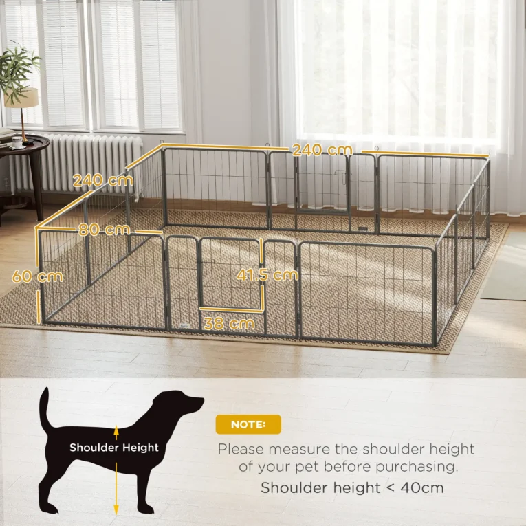 Heavy Duty Puppy Playpen 12 Panels – Black