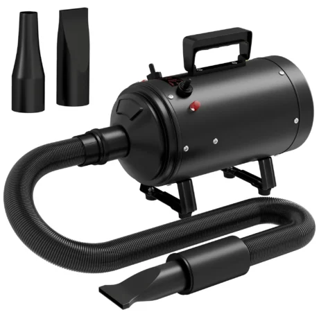 2200W Dog Hair Dryer with Variable Airflow and Three Nozzles – Black