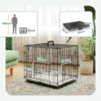 Folding Two-Door Dog Crate with Cushion – Black and Beige, 60cm