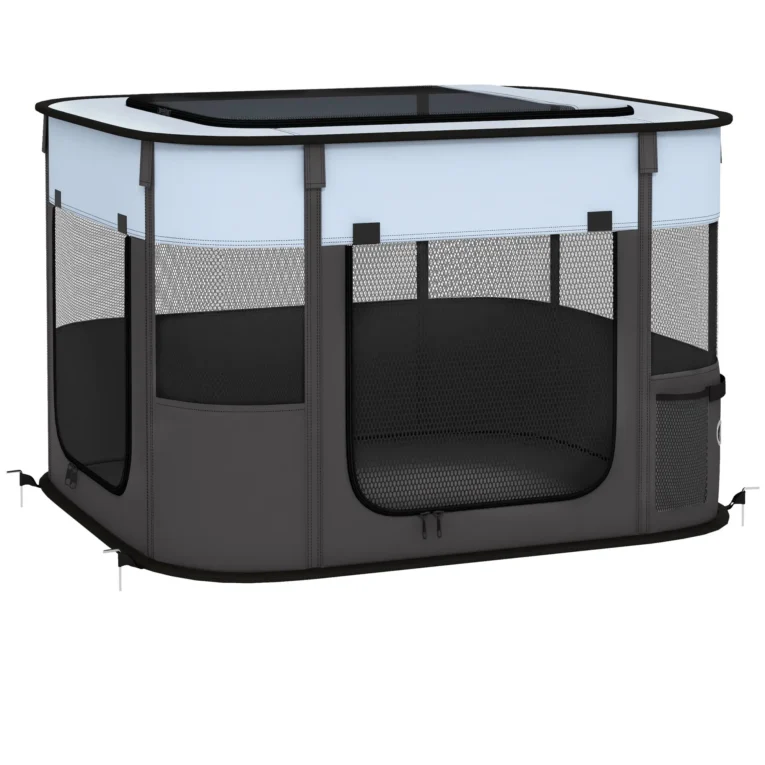 Folding Fabric Pet Playpen – Grey, 74cm