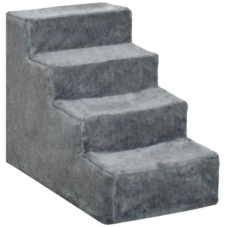 Dog Stairs Plush Cover for High Bed – Light grey