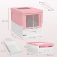 Folding Cat Litter Box with Drawer – Pink