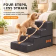 Dog Stairs 4-Step Washable Cover Carry Handle – Dark Grey