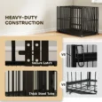 Large Steel Dog Crate with Wheels and Feeding Door – Black, 107cm