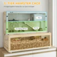 Three-Level Wooden Hamster Habitat with Wheel – Natural, 100cm