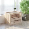 Wooden Hamster Cage 60x35x42cm Small Animals – Natural Wood Finish
