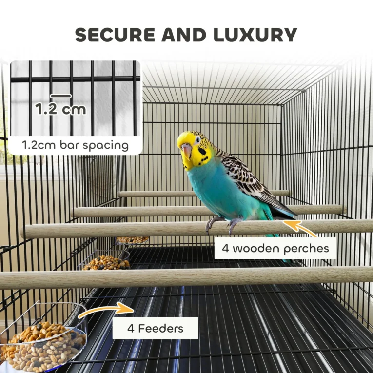Divided Bird Cage with Storage Stand – Black, 116cm High Divided Bird Cage with Storage Stand – Black, 116cm High