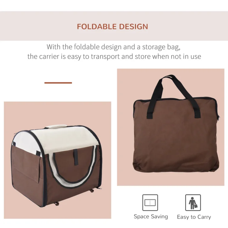 Folding Soft Pet Crate 46x36x41cm – Brown Folding Soft Pet Crate 46x36x41cm – Brown