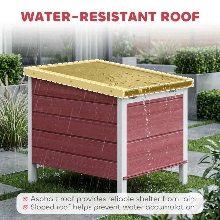 Wooden Rabbit Hutch 51x42x43cm – Red